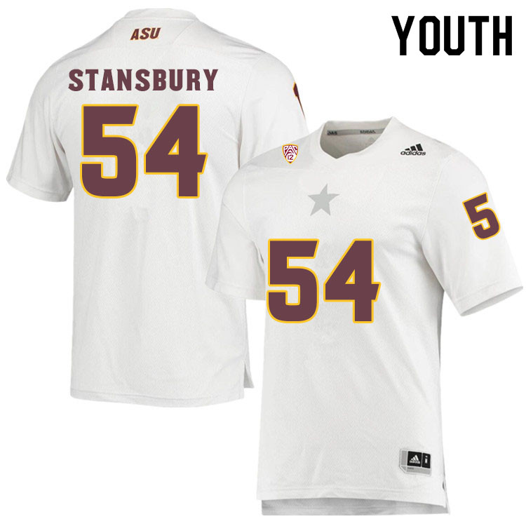Youth #54 Gharin StansburyArizona State Sun Devils College Football Jerseys Sale-White - Click Image to Close